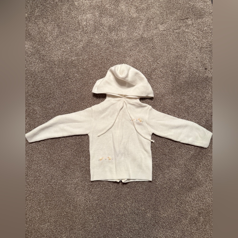 Blue Bird Cream Hooded Cardigan